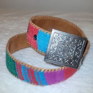 Vintage Lands' End Leather and Woven Belt Size 26